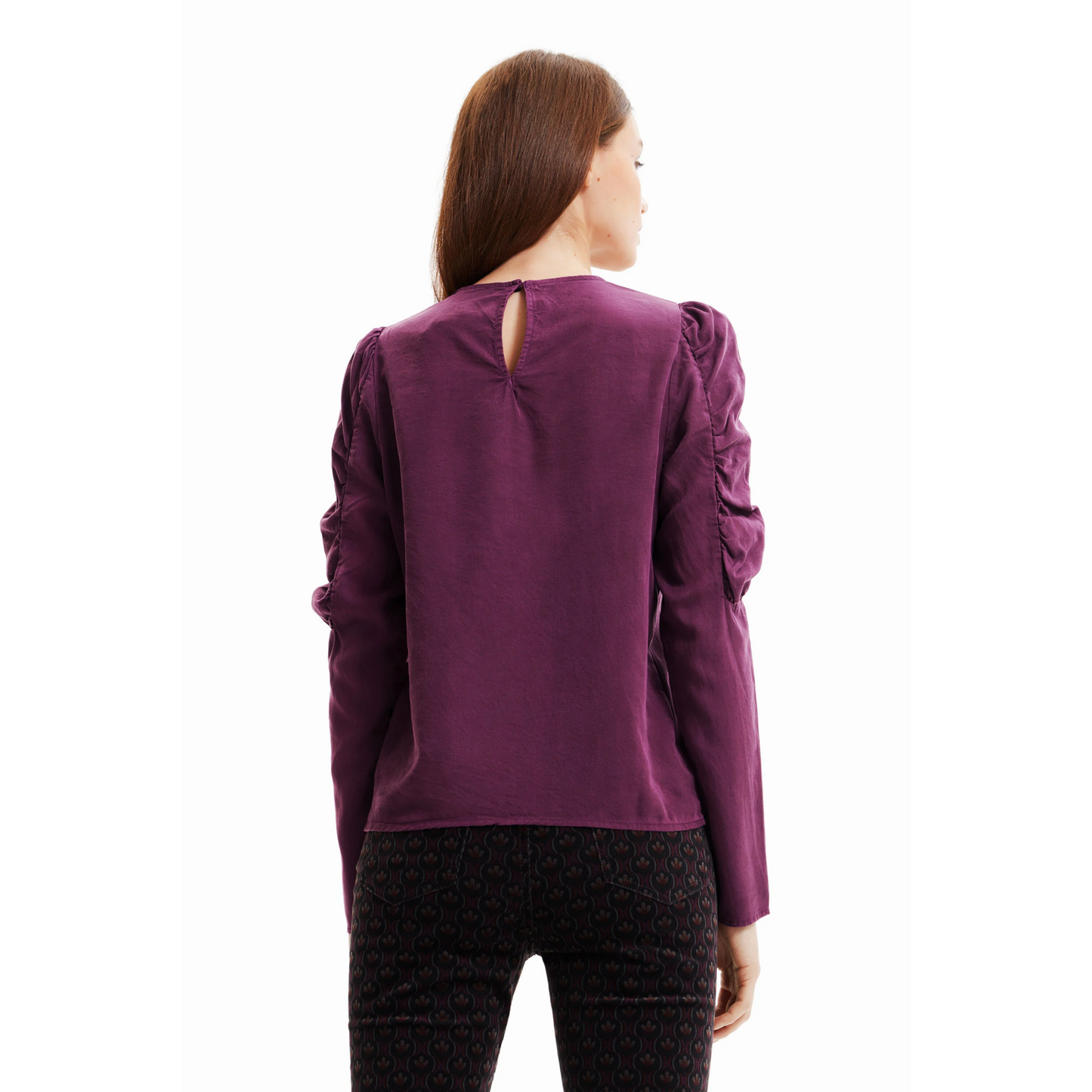 Balloon-Sleeve Heart Blouse