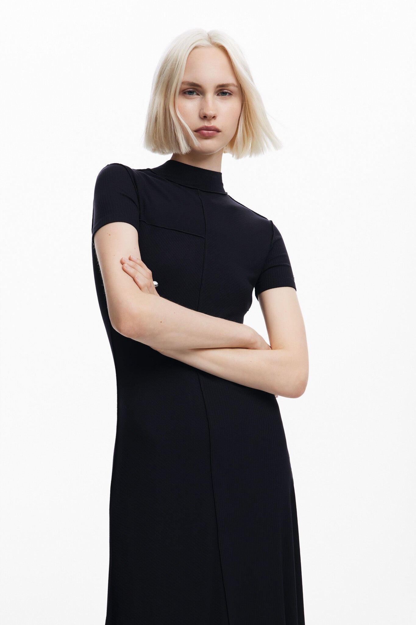 high-neck-midi-dress