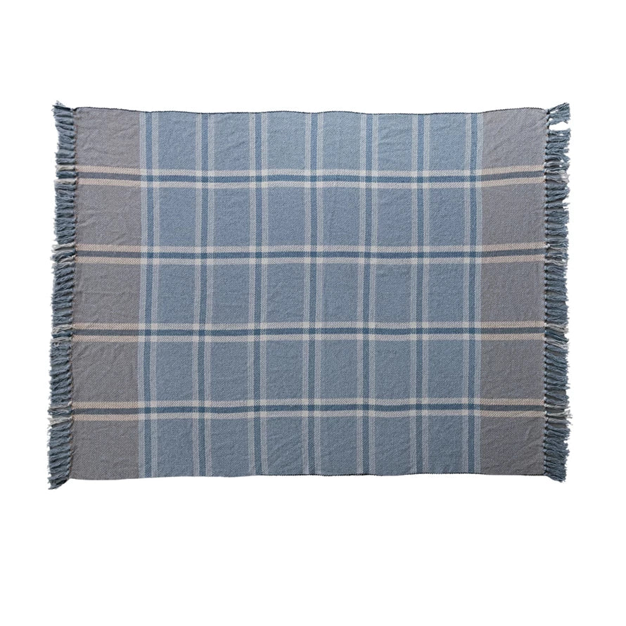 Blue & Plaid Cotton Throw
