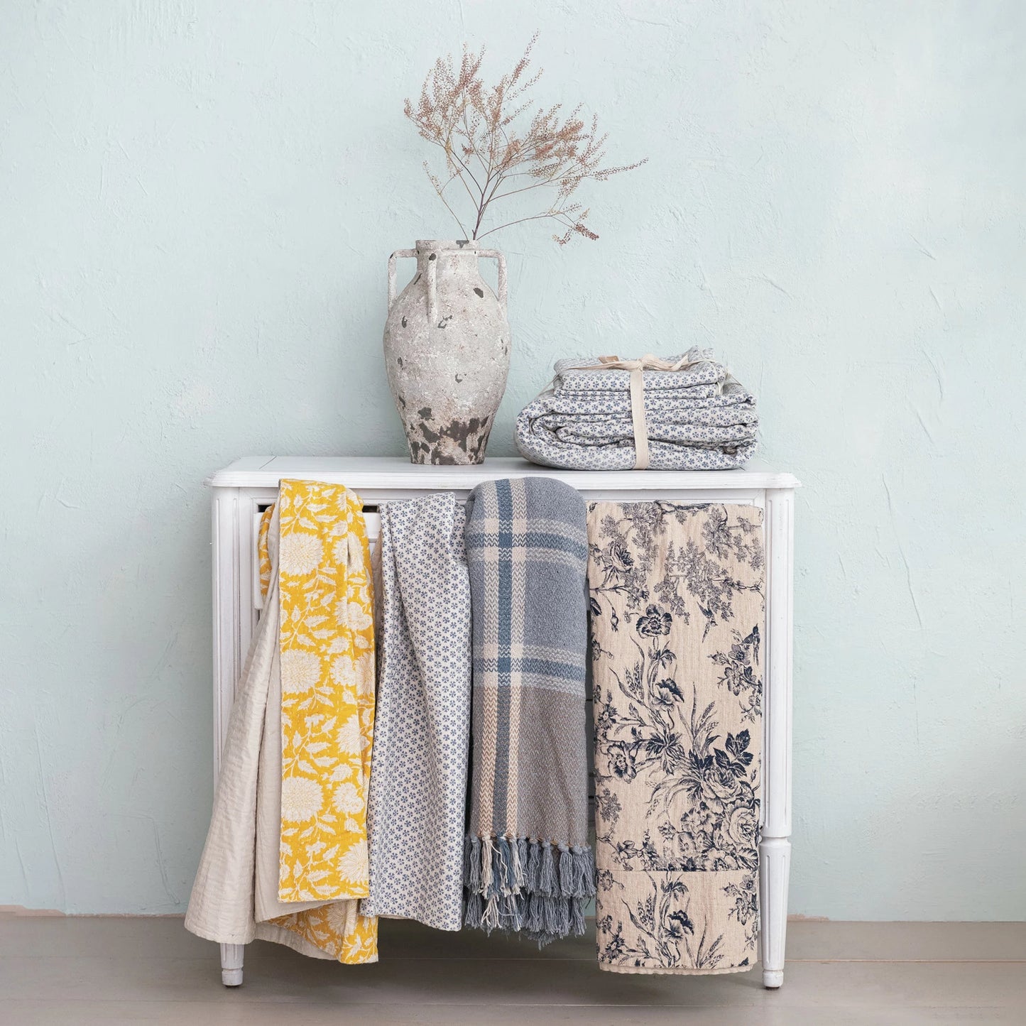 Blue & Plaid Cotton Throw