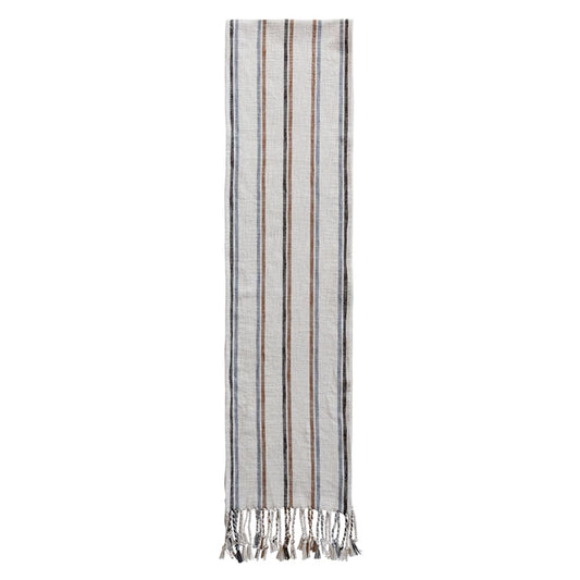 Striped Table Runner with Braided Tassels