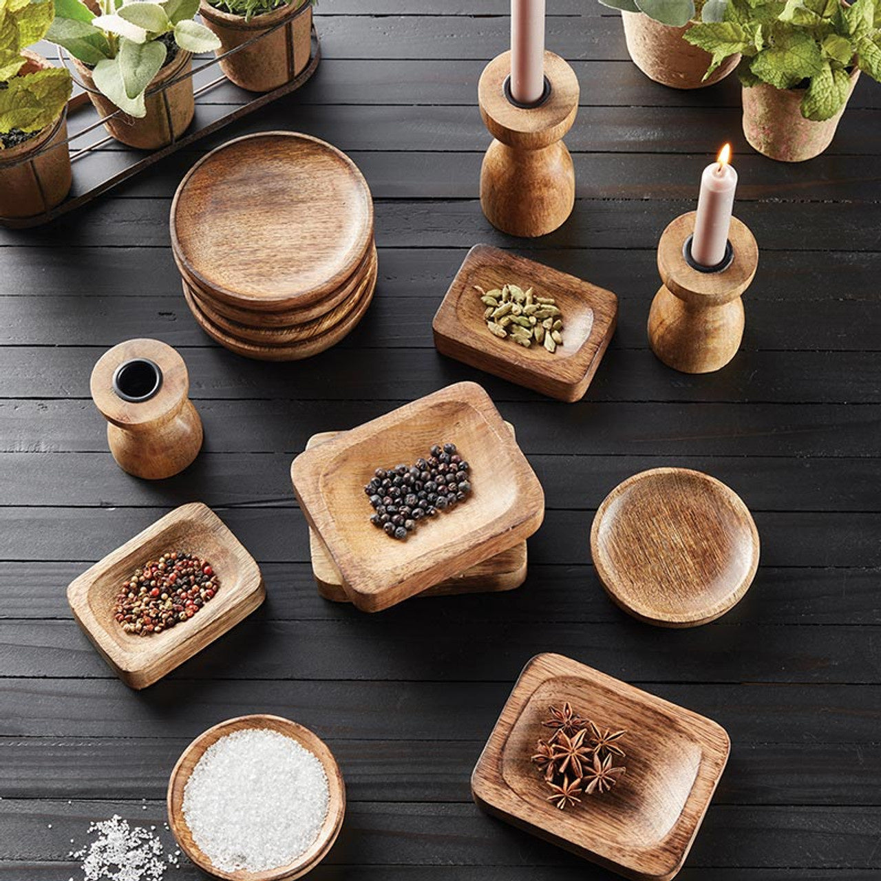 Round Small Wood Tray