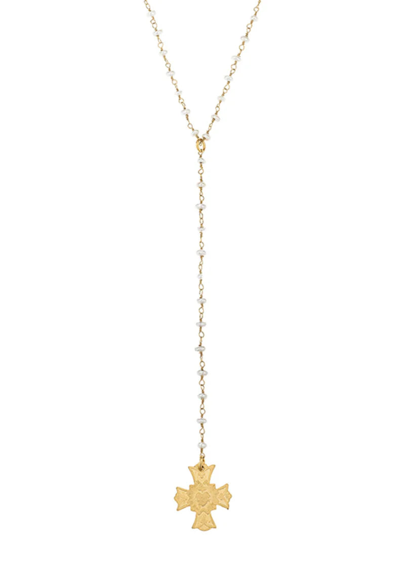 Pearl Necklace w/Cross Pendant