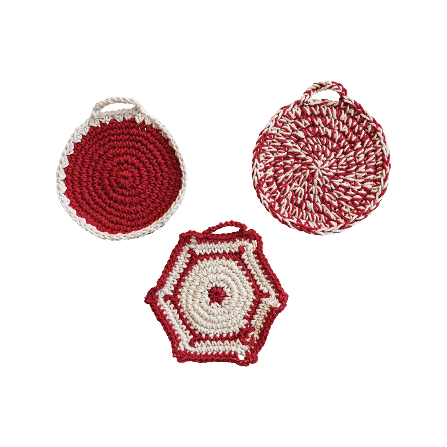 Red & White Crochet Pot Holders