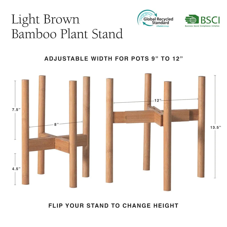 Dark Brown Adjustable Plant Stand - 8-12"