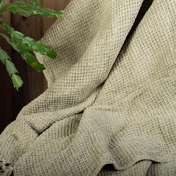 Sage Cotton Waffle Weave Throw