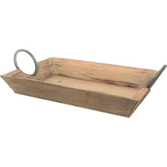 Wooden Tray w/Metal Handles