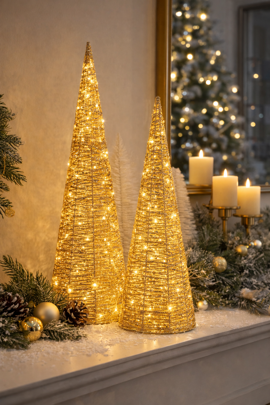 Gold Glitter LED Tree