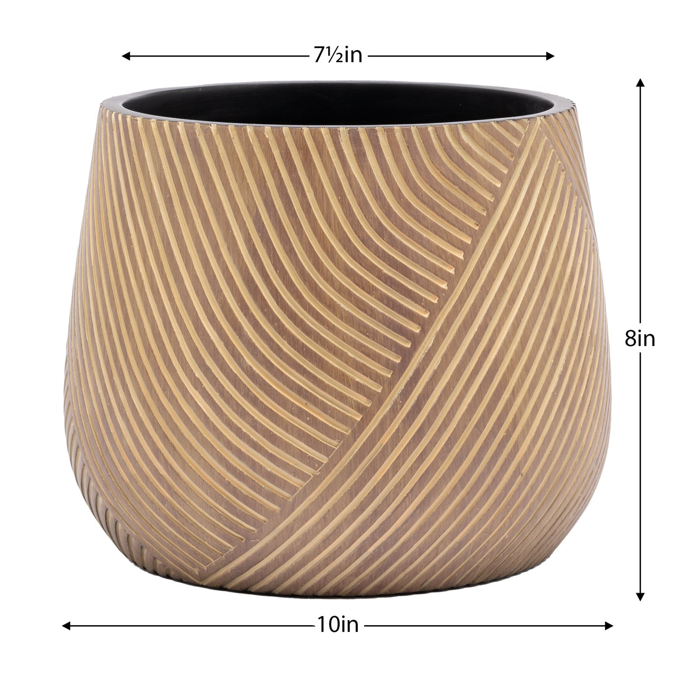 Meridien Carved Resin Brown Pot - 8"