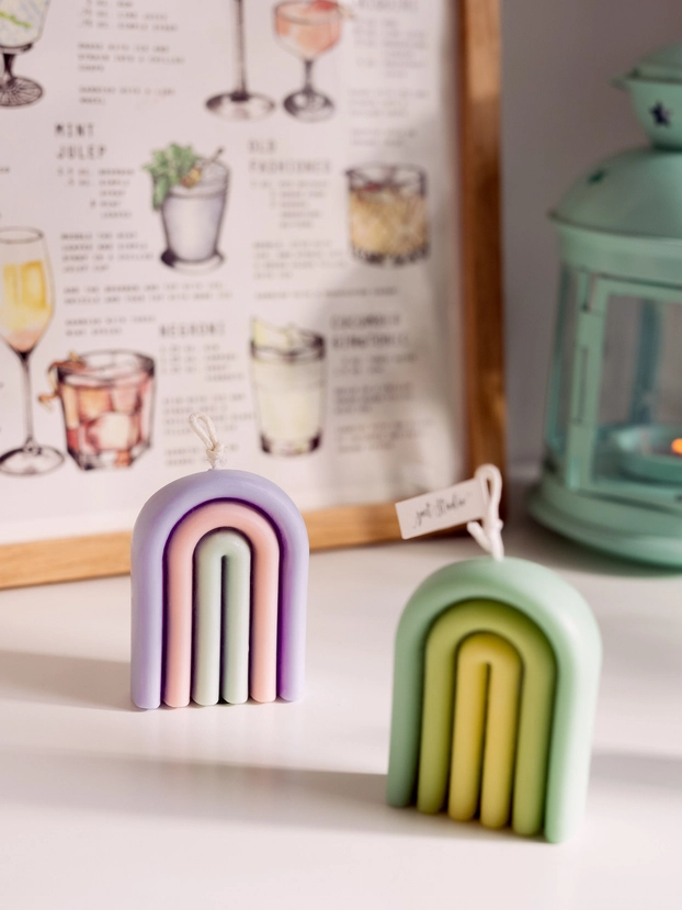Scented Arch Rainbow Candle Purple Pink & Mint