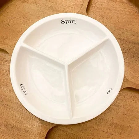 Sectioned Lazy Susan w/Ceramic Bowl