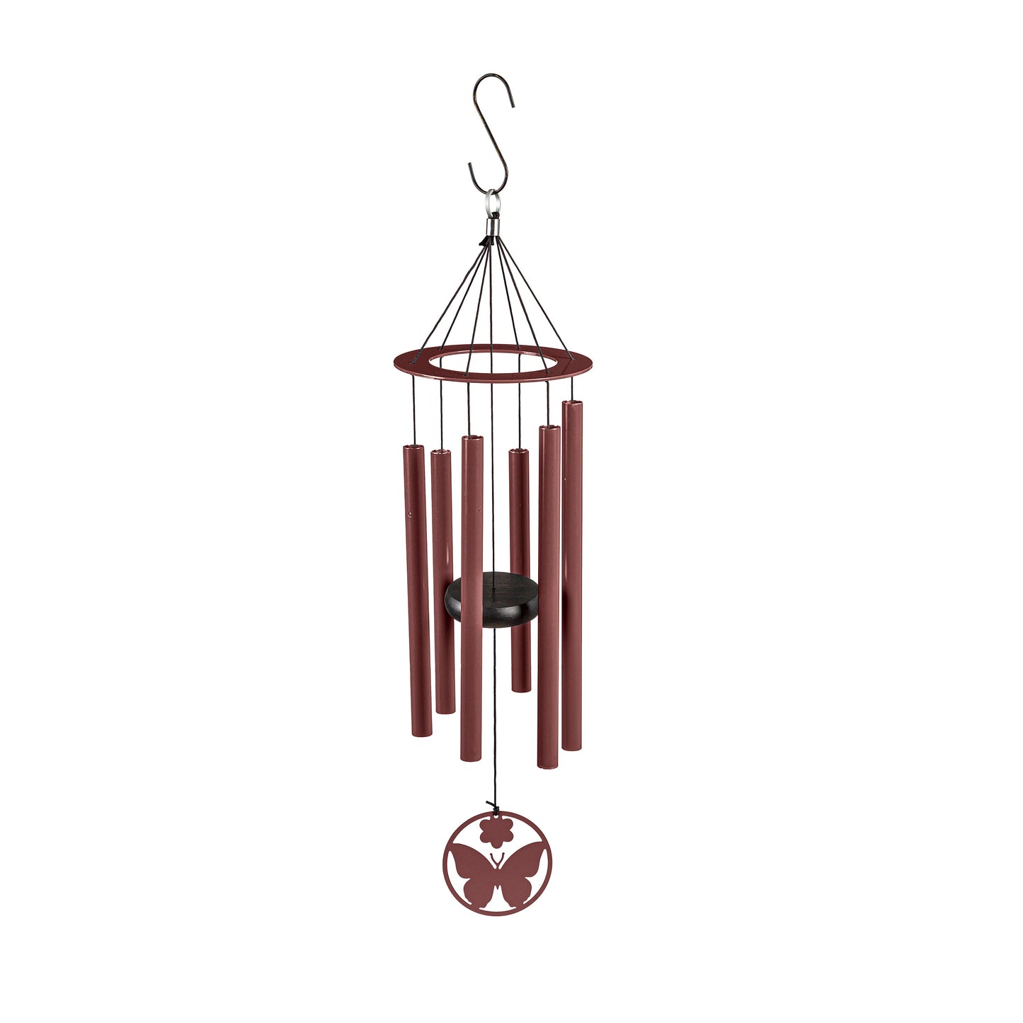 Bronze Metal Butterfly Wind Chime - 27"