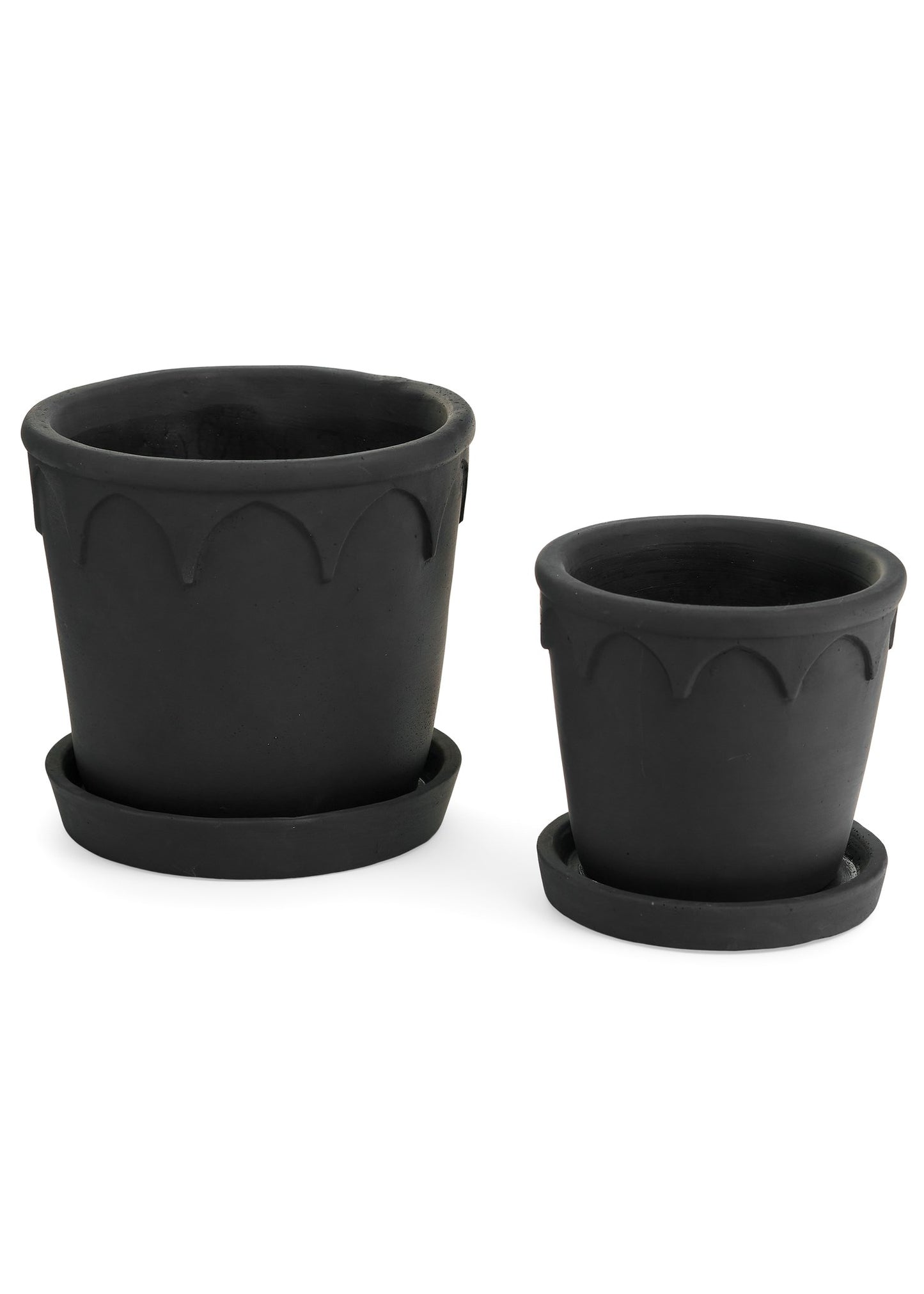 Embossed Dk Grey Cement Planter w/Saucer- 4"