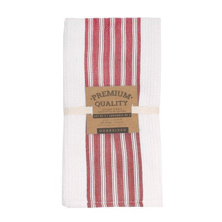 Red Stripe Tea Towel Set