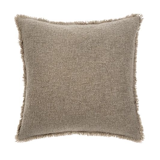 Fringed Boucle Pillow Taupe 20x20