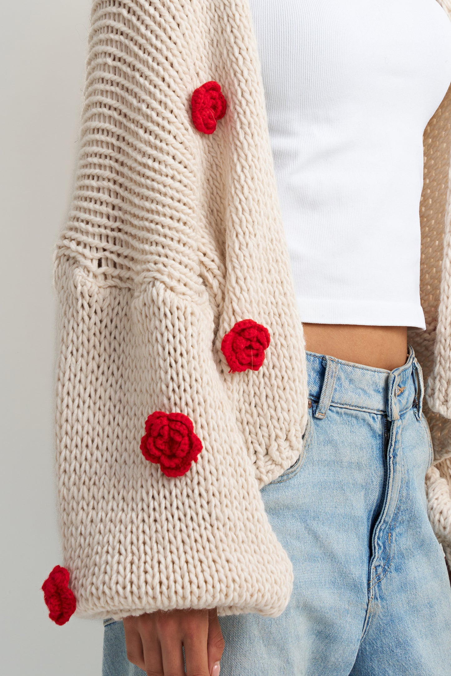 Flowered Knit Cardigan
