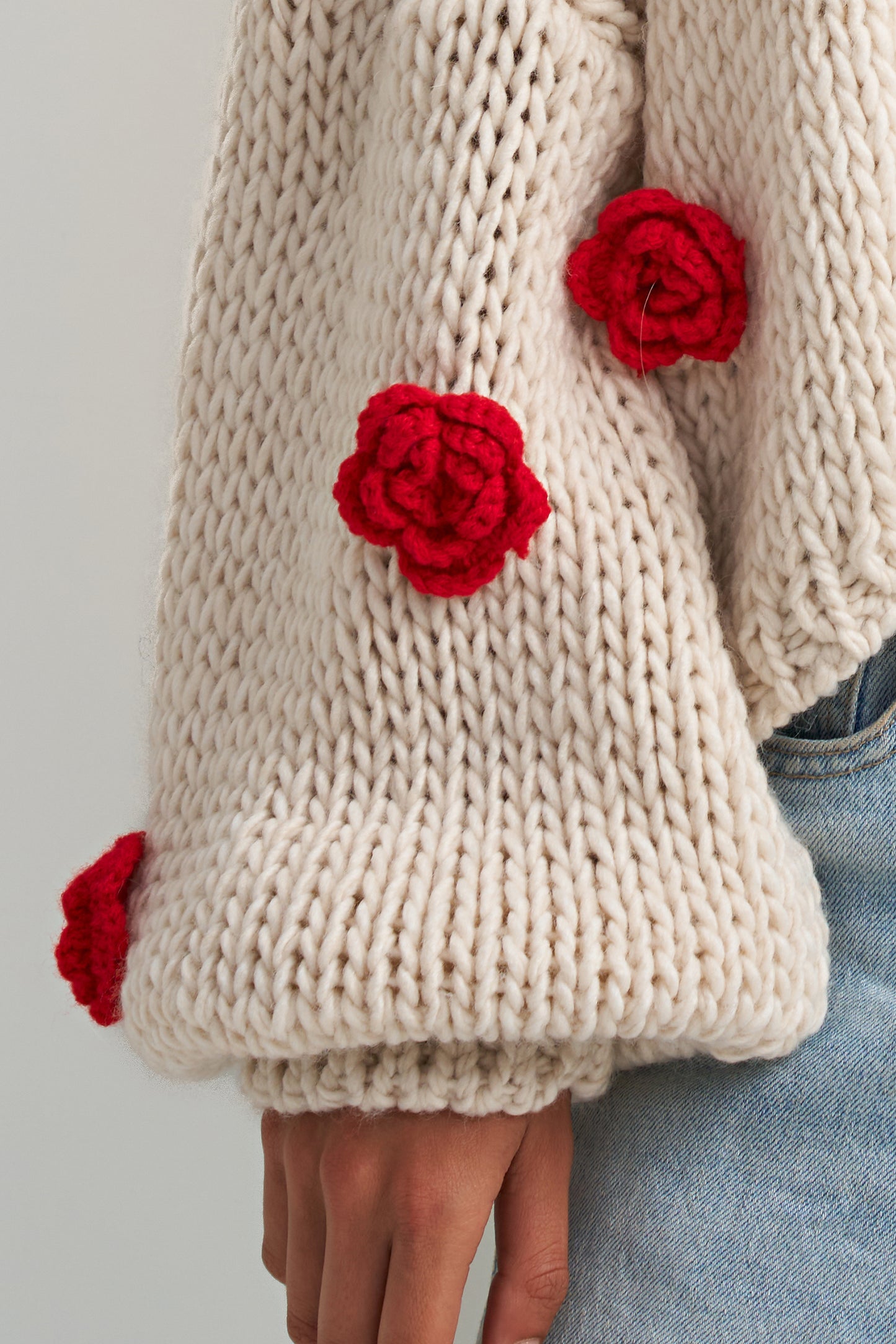 Flowered Knit Cardigan