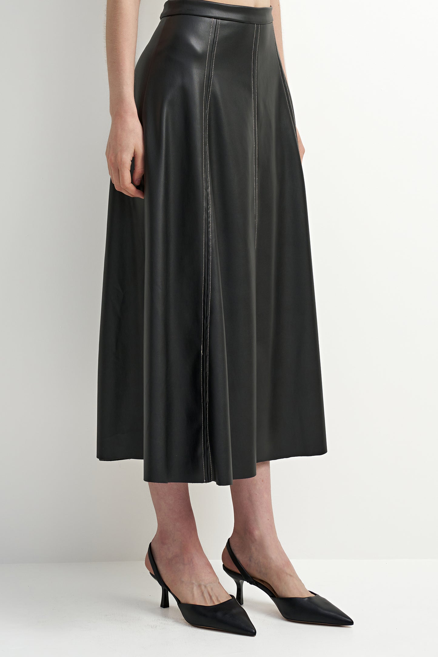 Pleather A Line Skirt