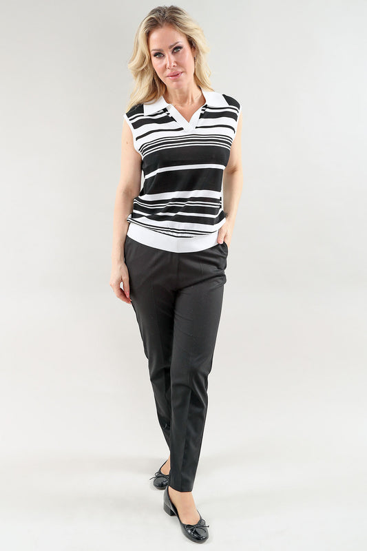 Black/White Sleeveless Top