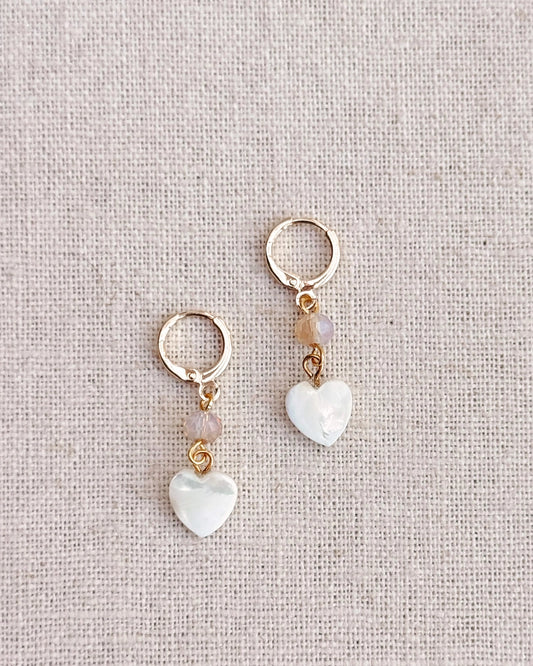 Mother of Pearl Heart Earrings