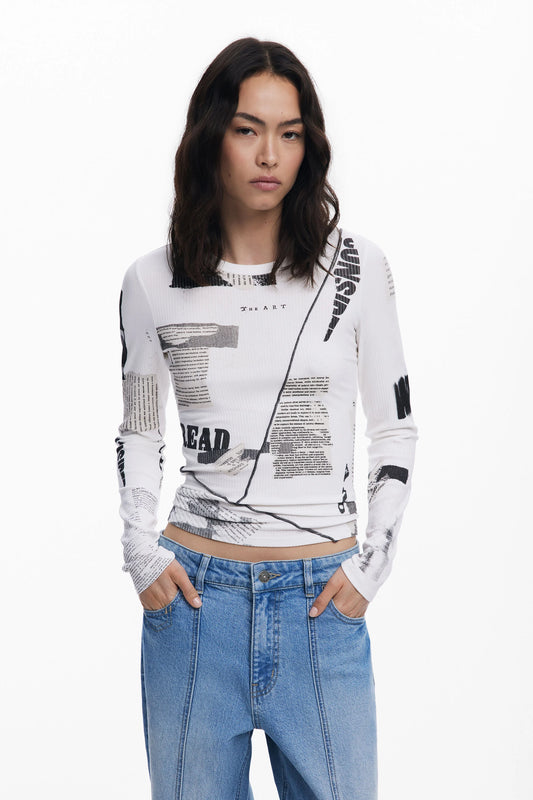 Ribbed Newsprint Top