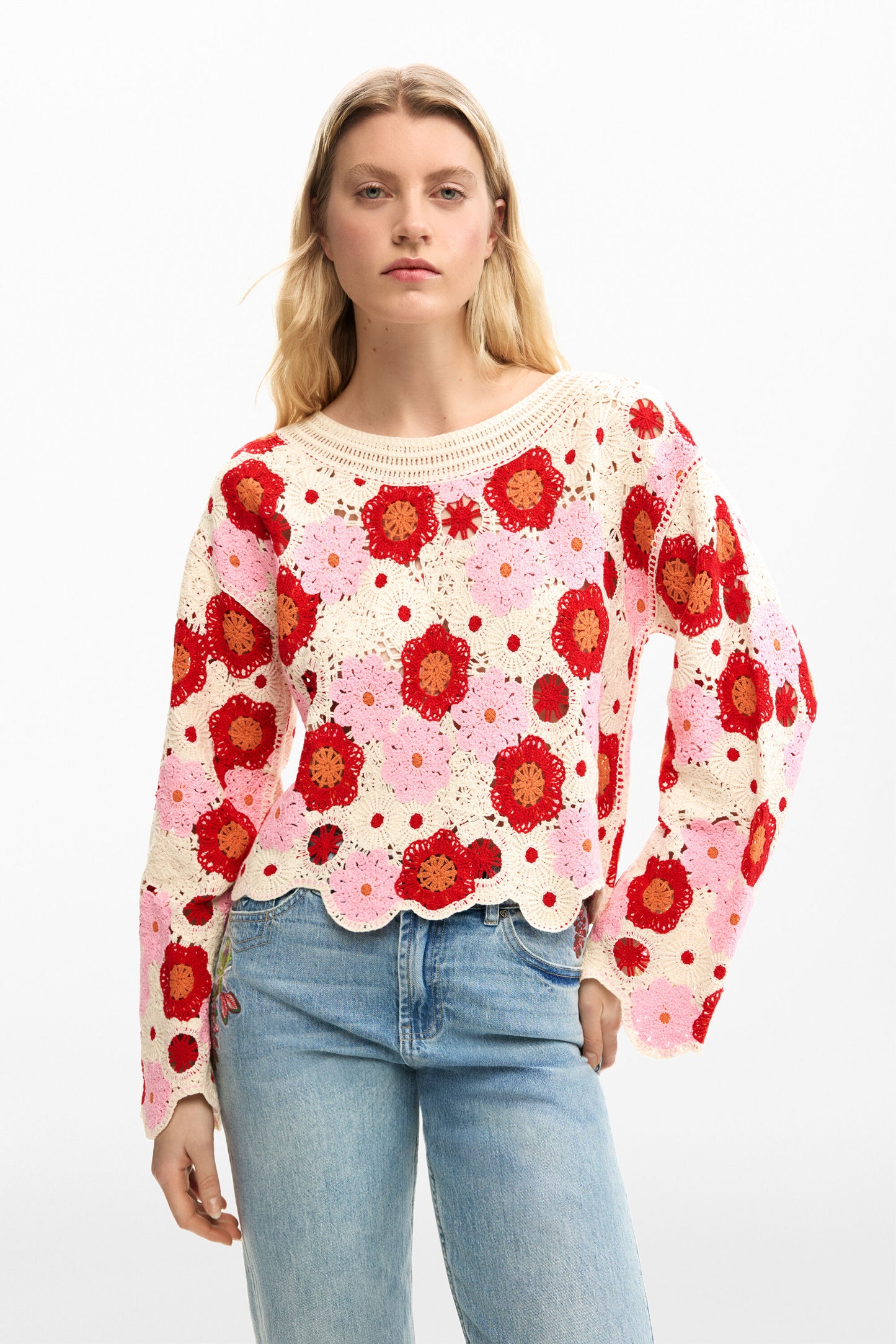 Floral Crochet Sweater