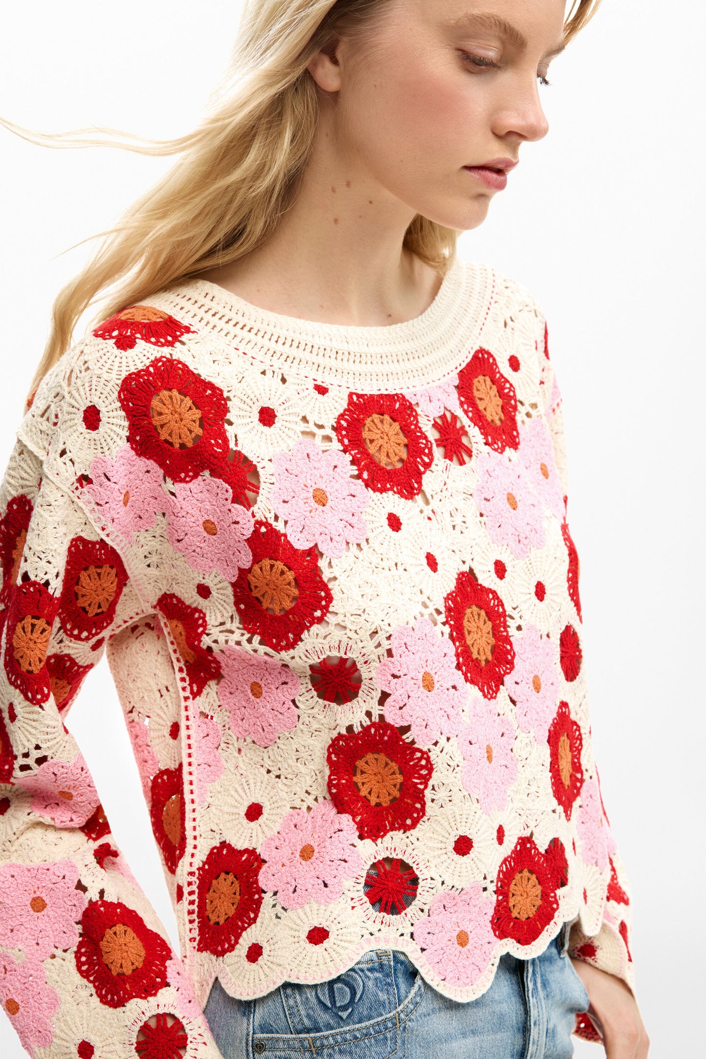 Floral Crochet Sweater