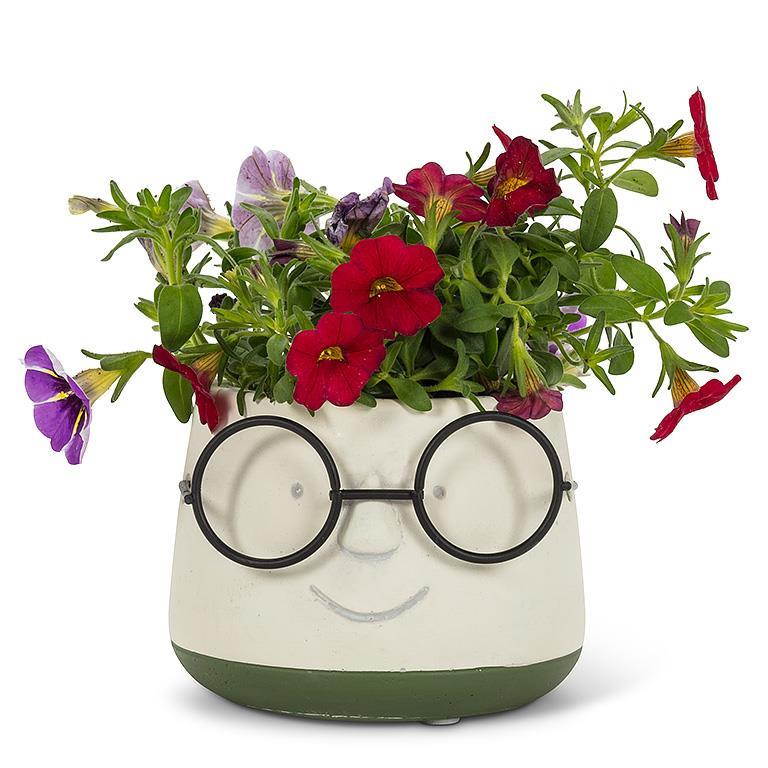 Face w/glasses Pot - 3"