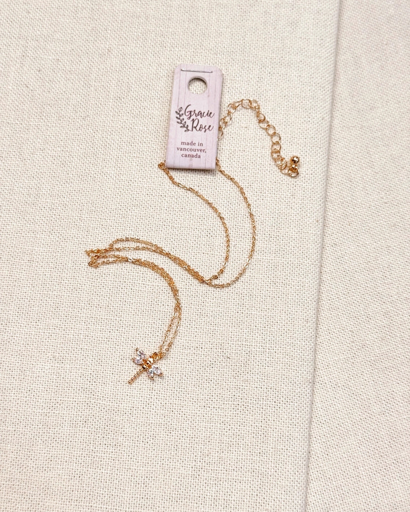 Mini Dragonfly Gold Necklace