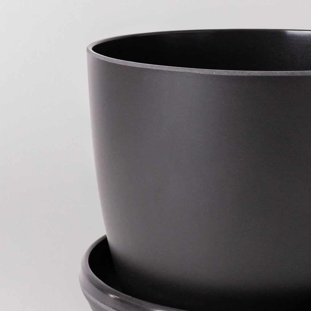 5"Bamboo Black Planter w/Saucer