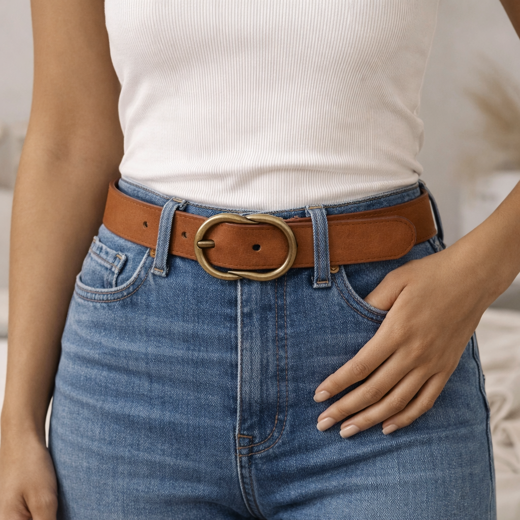 Leather Belt w/ Gold Buckle