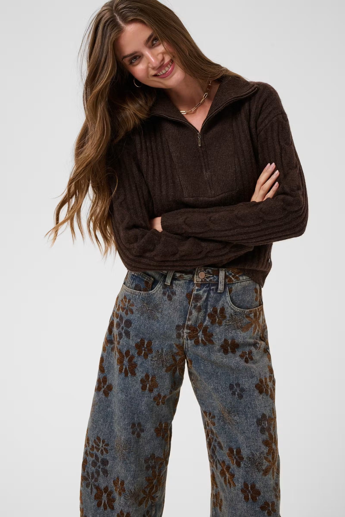 Ramona Barrel Floral Jean