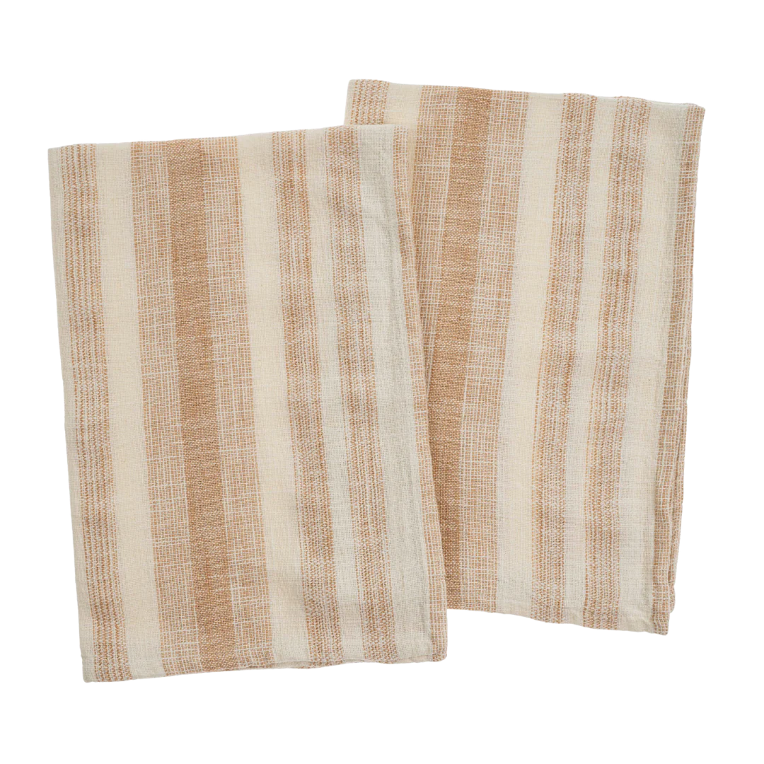 Cabana Stripe Tea Towels - S/2 - Sand