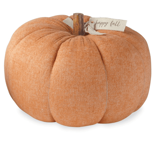 Large Orange Pumpkin w/Happy Fall Tag