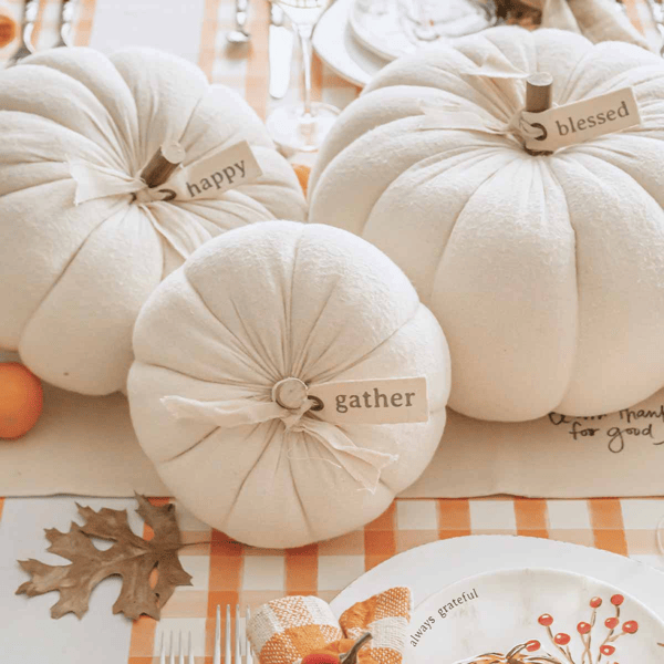 Small Grey Pumpkin w/gather Tag - 5"x8"