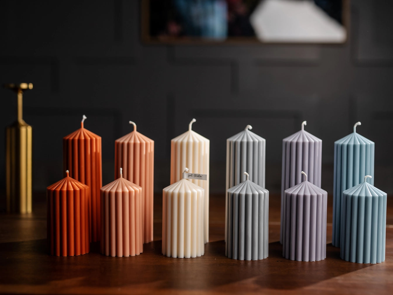 Nude Ribbed Soy Pillar - Small