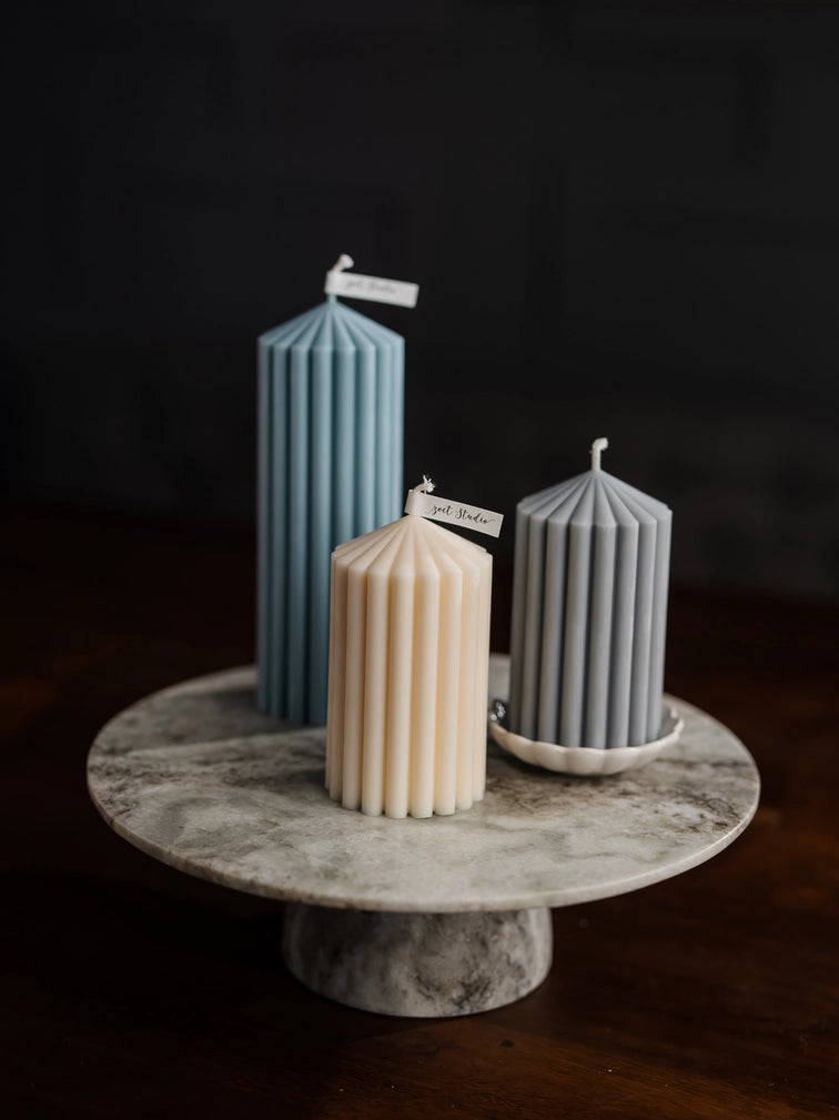 Ribbed Pillar Candle