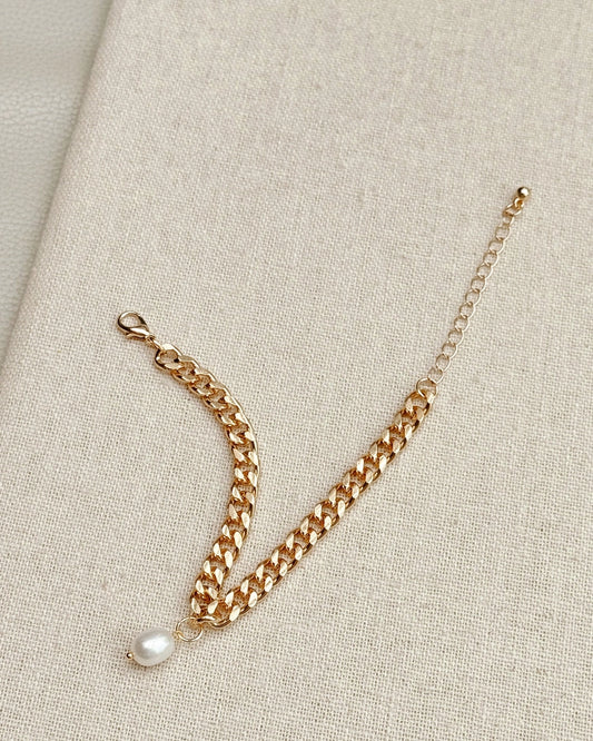 Gold Chain Pearl Bracelet
