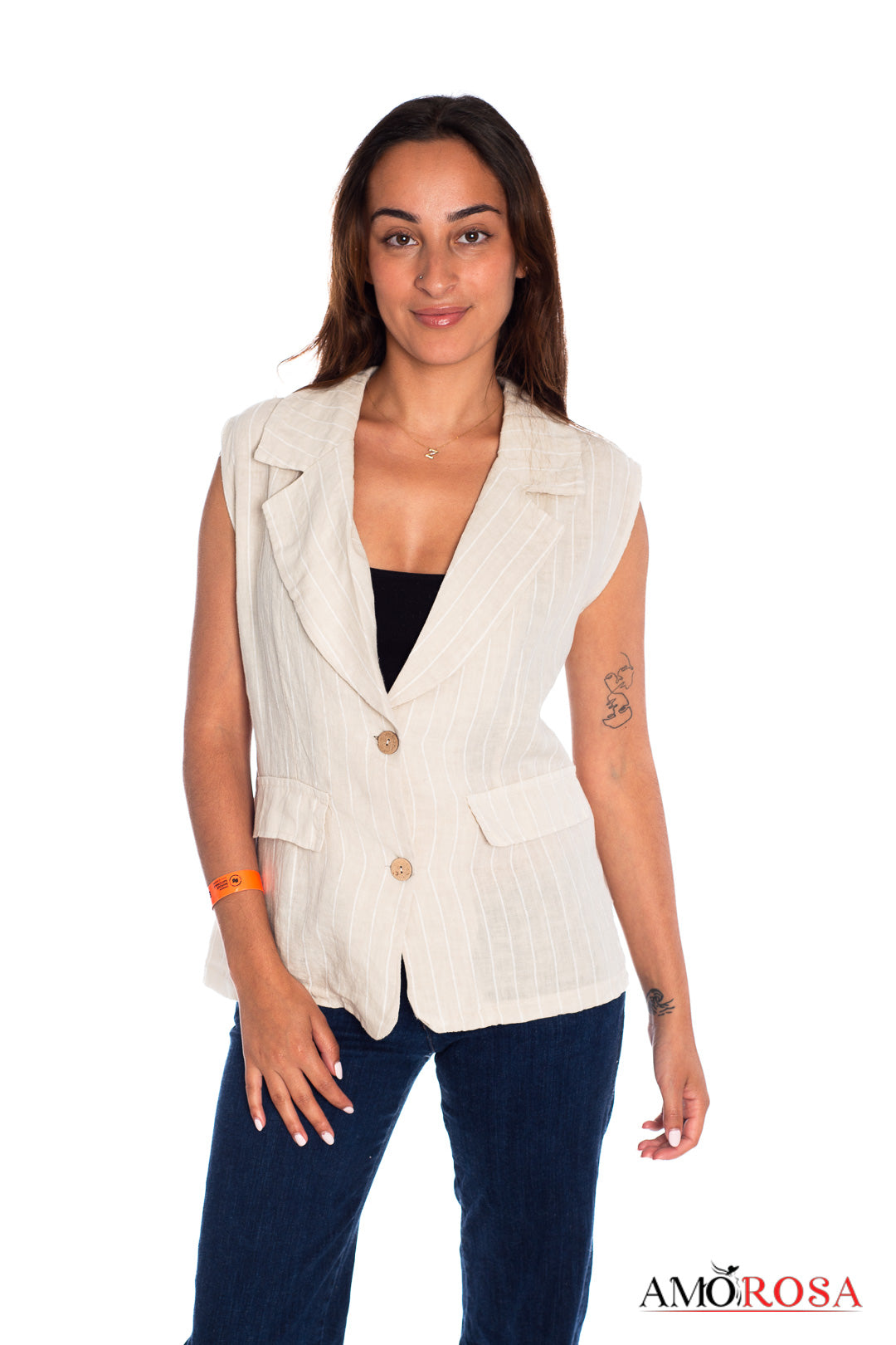 Striped Linen Vest