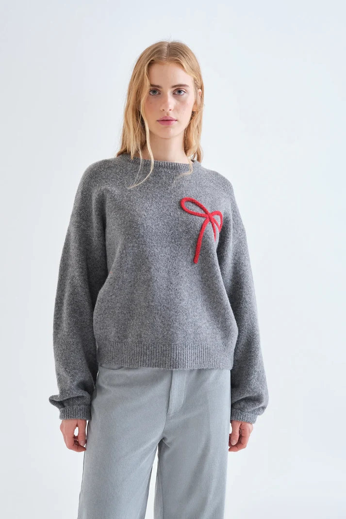 Grey Bow Sweater