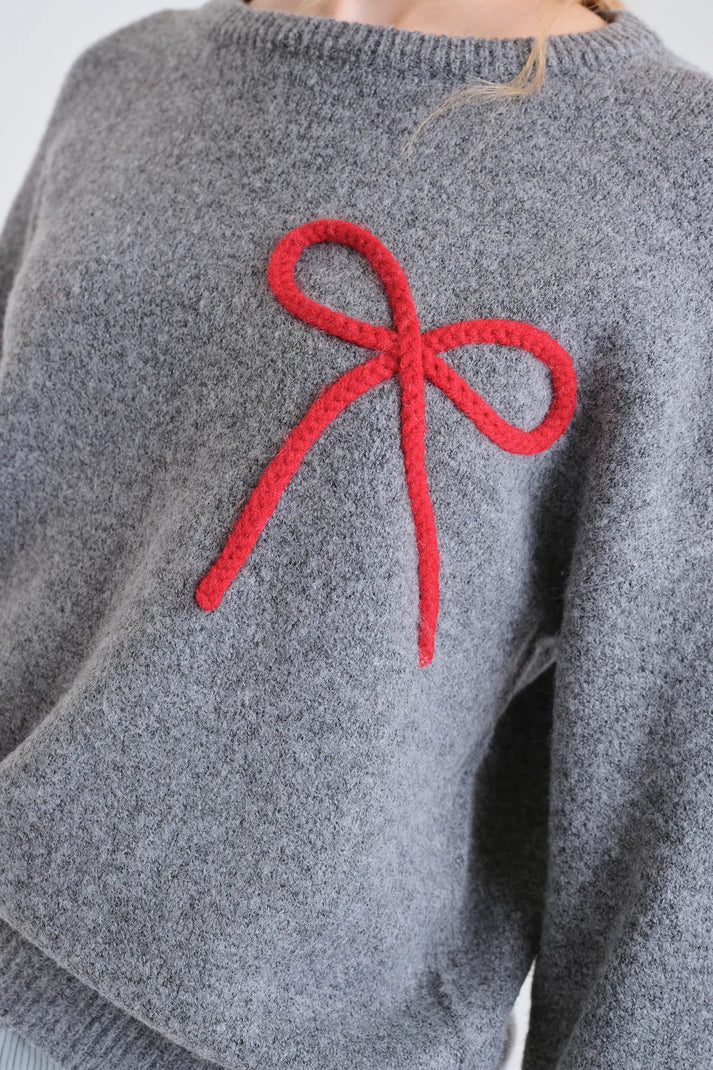 Grey Bow Sweater