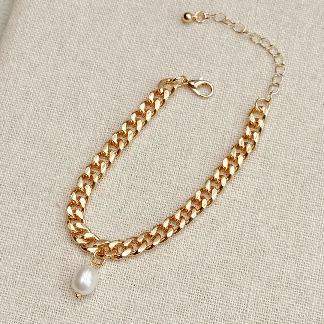 Gold Chain Pearl Bracelet