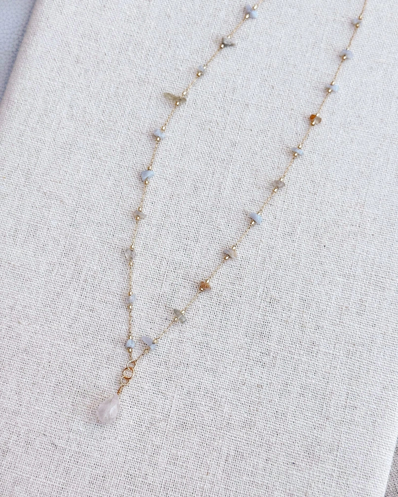 Agate & Crystal Drop Necklace