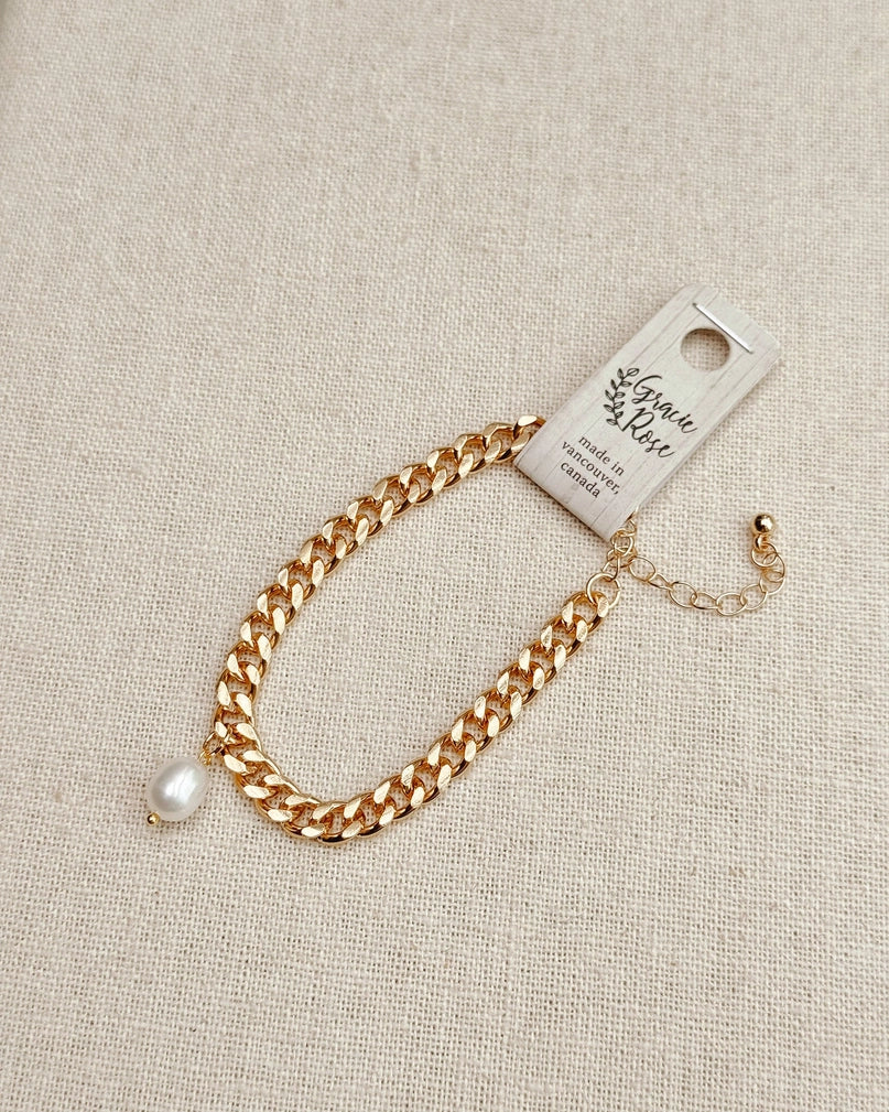 Gold Chain Pearl Bracelet