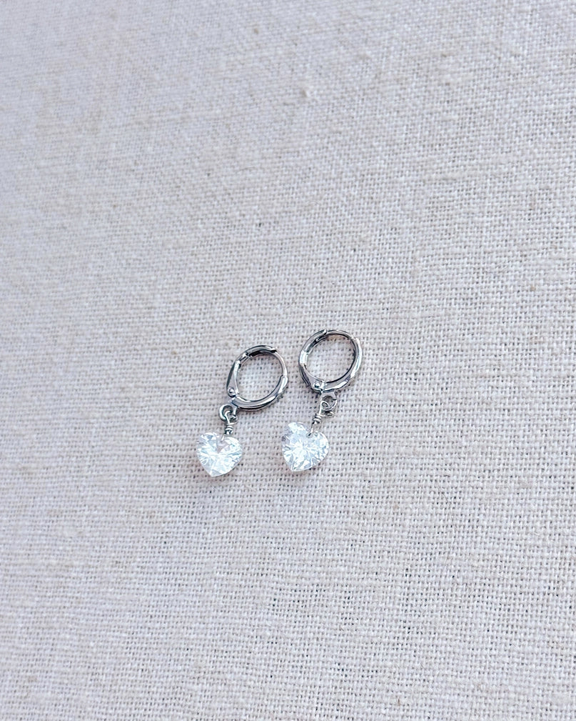 Heart Huggie Hoops