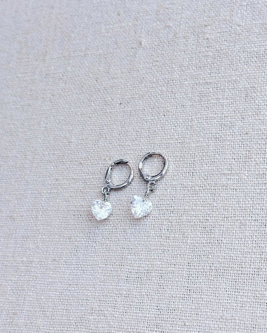 Heart Huggie Hoops