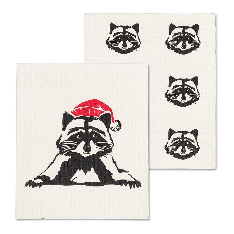 Raccoon Santa Dishcloth