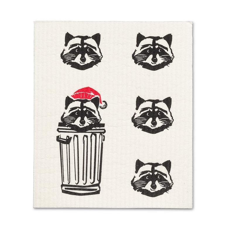 Raccoon Santa Dishcloth