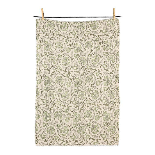 Green Floral Tea Towel