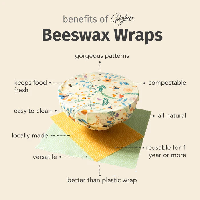 Beeswax Food Wraps S/3 - Mushrooms